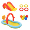 Kids Activity Paddling Pool Inflatable Garden Swimming Pool w/ Slide Water Spray