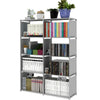 5 Tier Bookcase Shelf Drawer Racking Storage Shelving Units Heavy Duty Shelves