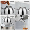 1L Capacity Stainless Steel Teapot Coffee Pot Kettle With Tea Leaf Filter