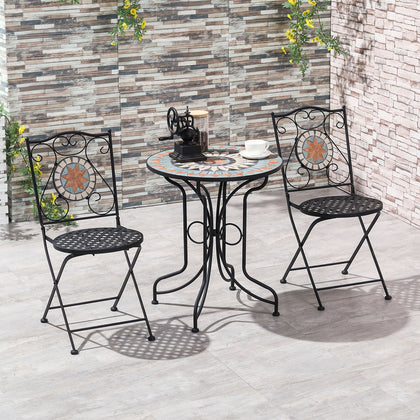 3 Pcs Mosaic Bistro Table Chair Set Patio Garden Dining Furniture