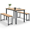 3 PCS Dining Table Set Dining Table & 2 Benches Kitchen Space-Saving Furniture