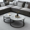 2 Premium Gray Round Nesting Coffee Table Thicken Metal Stacking Sofa Side Table
