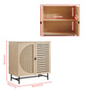 Vintage Rattan 2 Door Sideboard Cabinet Storage Cupboard Unit Wood with Shelf