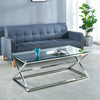 Rectangular Glass Coffee Table Sofa Side Living Room Furniture Chrome Sliver NEW