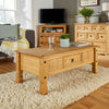 Corona Coffee Table 1 Drawer Solid Wood Occasional Table, Mexican Pine