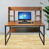 Compact Large Computer Table Wooden Writing Desk with Book Storage Shelf Corner