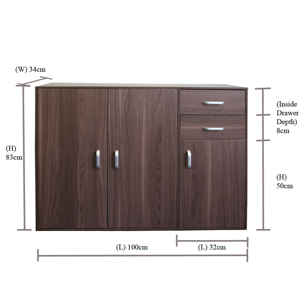 Sideboard Black White Beech Dark Walnut Storage Cabinet Wooden Cupboard Redstone