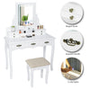 Dressing Table Makeup Desk Stool LED Mirror Vanity Set 7 Drawers Organizer White