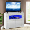 86cm High Gloss Corner TV Stand Cabinet with RGB LED Lights Entertainment Unit