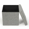 Grey Large Linen Folding Storage Ottoman Pouffe Seat Foot Stool Storage Box UK