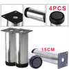 4x Adjustable Cabinet Legs Stainless Steel Kitchens Feet Rounds Stand Holders UK