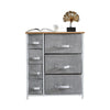 Fabric Bedside Cabinet 7 Drawers Side Table Standing Storage Unit Grey Xmas Gift