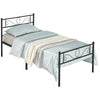 3ft Single Metal Bed Frame Iron Platform Bed w/ Headboard Slatted Support Black
