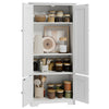 Tall Cupboard Wood Floor Stand Storage Cabinet With 4 Doors Storage Unit White