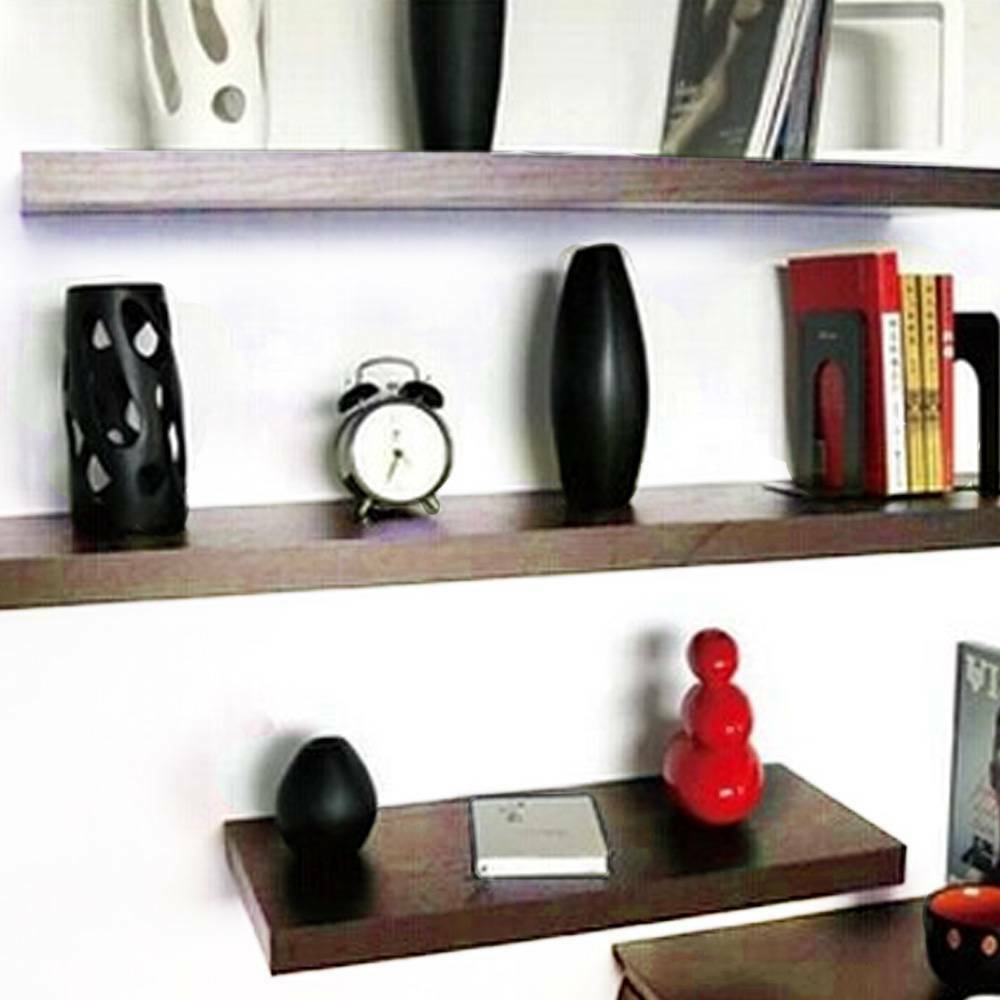 3 Pcs High Floating Wall Mounted Display Shelf Bookshelf Storage Holder-Black
