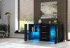 Sideboard Storage Cabinet Cupboards 3 Drawers 2 Doors TV Stand Unit LED Lights