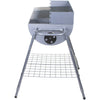 Large Silver Half Barrel BBQ Barbecue Steel Charcoal Grill Outdoor Patio Garden