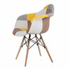 Set of 2 Dining Chairs Patchwork Fabric Tub Lounge Armchair Padded Wooden Legs