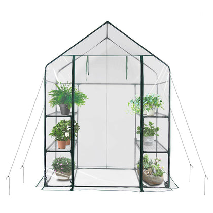 Walk In Greenhouse PVC Plastic Garden Grow Green House with 6 Shelves UK