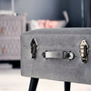 Beautify Silver Storage Stool Trunk Pouffe Footstool Ottoman Bedroom Chest Seat