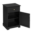 Bedside Table w/ Drawer & Door, Bedside Cabinet Nightstand,End Table White/Black