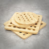 4 Piece Bamboo Trivet Pot Holder Heat-Resistant Pads for Kitchens & Dining