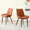 2 X Faux Leather Dining Chairs Metal Legs Thick Cushion Living Room Brown Modern