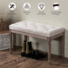 Vintage French Hallway 80cm Bench Dining Bench Seat Rubberwood & Tufted Cushion