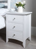 White bedside table with 3 drawers, ASSEMBLED bedside cabinet with