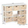 3x3 WHITE WOOD HOME STORAGE UNIT 9 WICKER DRAWER BASKETS CHEST/CABINET