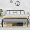 Double 4ft6 Bed Iron Frame Black Metal Platform Bed with High Headboard