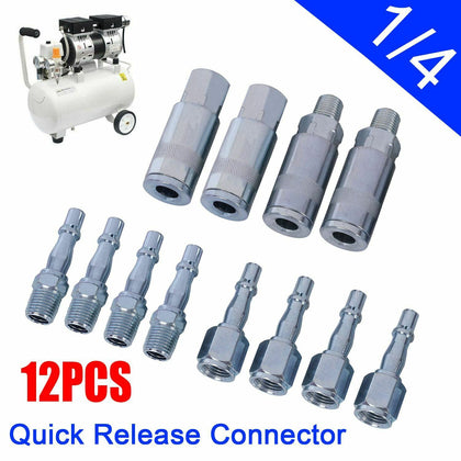 12PCS Air Line Hose Compressor Fitting Coupling Connector Quick Release 1/4BSP