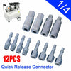 12PCS Air Line Hose Compressor Fitting Coupling Connector Quick Release 1/4BSP