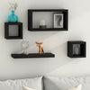 Set Of 4 Wooden Floating Cube Shelves Wall Hanging Storage Display Deco Shelving