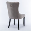 Set of 2 Velvet Dining Chairs High Back Wooden Legs for Home Dining Room Kitchen
