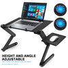 Adjustable Portable Laptop Bed Table Stand Lap Tray Foldable Desk w/ Cooling Fan