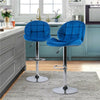 2x Adjustable Breakfast Bar Stools Velvet Swivel Gas Lift Chair Kitchen Pub