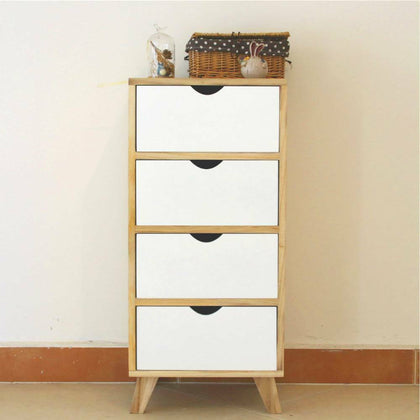 4 Drawers Wood Bedside Table Cabinet Storage Side End Table Nightstand Bedroom