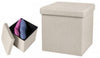 New Ottoman Seat Bench In Fabric Linen Colour Storage Box Folding Foot Stool