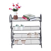 4 Tier Heavy Duty Shoe Rack Shoes Organiser Stand Storage Shelf Unit Black