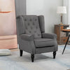 Grey Accent Armchair Retro Button Tufted Wingback Chair Vintage Wing Back Couch