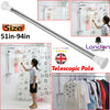 Telescopic Shower Curtain Rail Extendable Pole Bathroom Door Window Wardrobe Rod