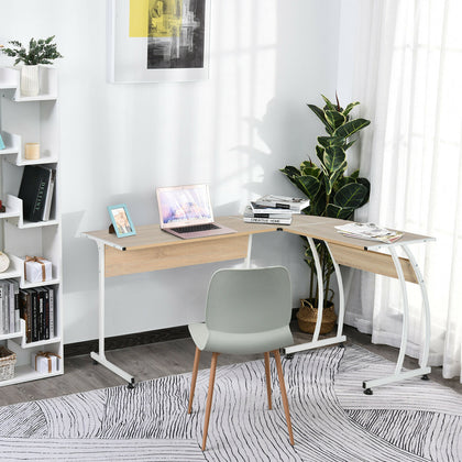 HOMCOM L Shape Computer Desk Display Table Laptop Study Desk Home Office Natural