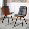 2x Faux Leather Dining Chairs Padded Mix Color Seat Brown Grey Metal Legs Chair