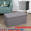 Grey Large Linen Folding Storage Ottoman Pouffe Seat Foot Stool Storage Box UK
