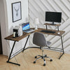 Office Round Corner Desk L-Shaped Wood Top Table PC Gaming Computer Workstation