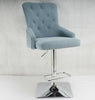 Grey blue Suede Upholstered Bar Chair Stool Gas Lift Swivel LION HEAD KNOCKER (GREY SUEDE)