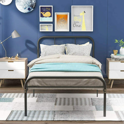 Single Bed Frame Black Metal basebed 3ft Bedframe for Bedroom Dormitory Apartmen