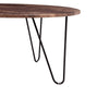 Short Round Coffee Table Rustic Wooden Sofa Side Tea Table w/ Metal Hairpin Legs