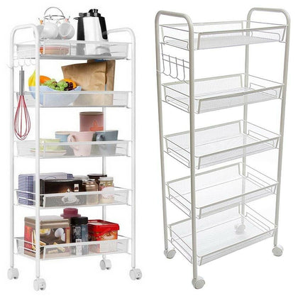 Catering Trolley Hotel Kitchen Restaurant Serving 5 Tier Drink Cart with Hook UK